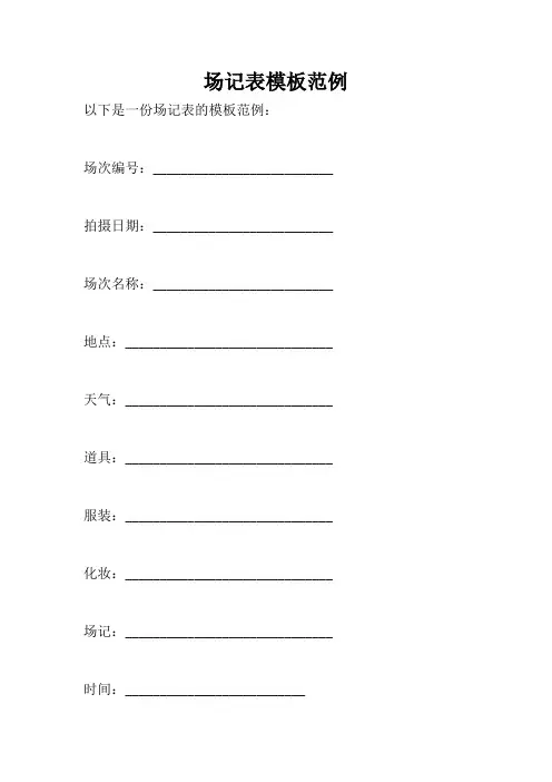 场记表模板范例