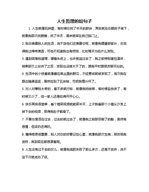 人生哲理的短句子