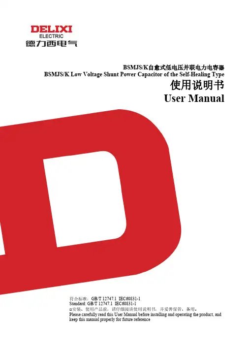 德力西电气 BSMJS K自愈式低电压并联电力电容器 英文说明书