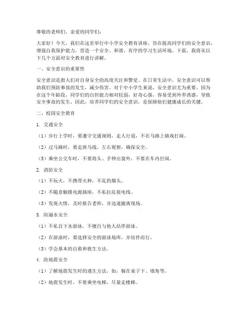 中小学教育安全教育讲座
