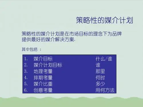 策略性的媒介计划教材(PPT 95页)