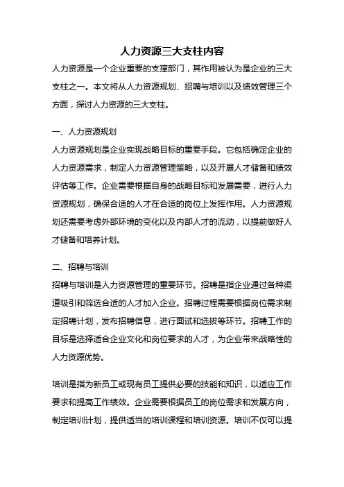 人力资源三大支柱内容