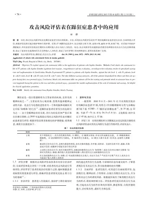 攻击风险评估表在躁狂症患者中的应用_田静