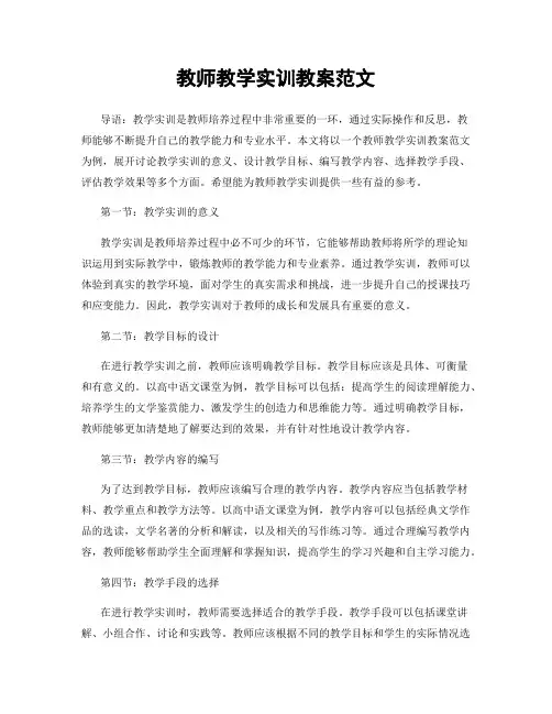 教师教学实训教案范文