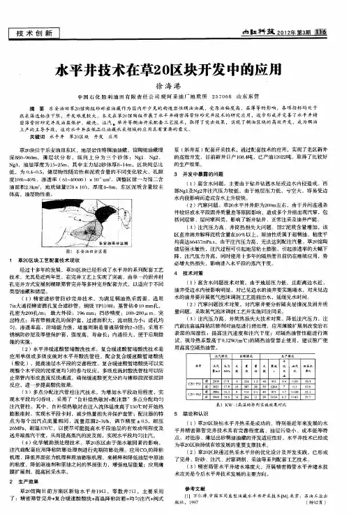 水平井技术在草20区块开发中的应用