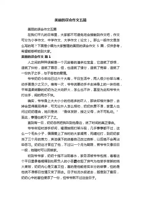 美丽的误会作文五篇