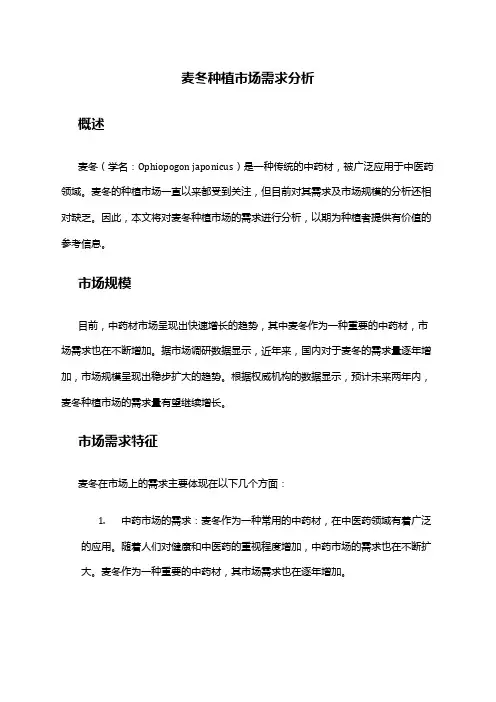 2024年麦冬种植市场需求分析