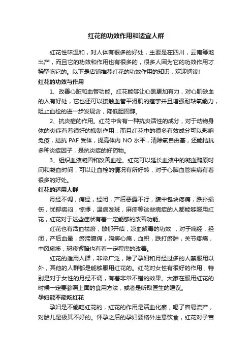 红花的功效作用和适宜人群