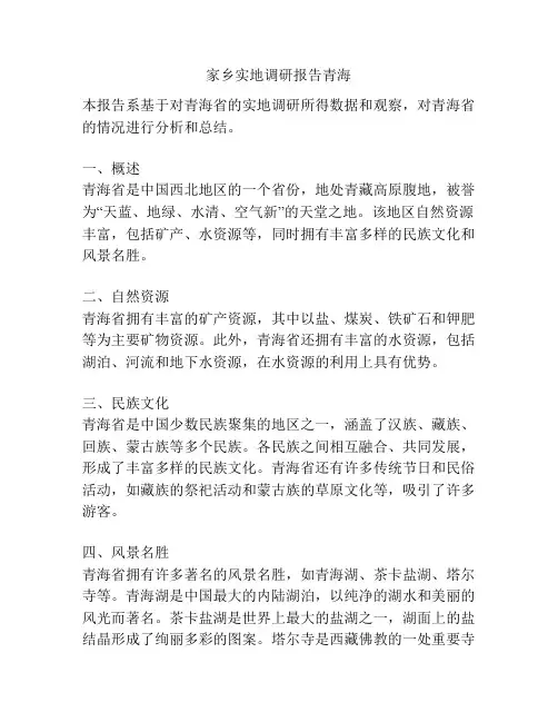 家乡实地调研报告青海