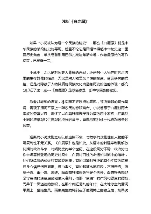 浅析《白鹿原》