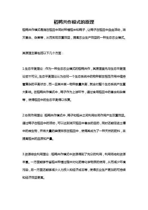 稻鸭共作模式的原理