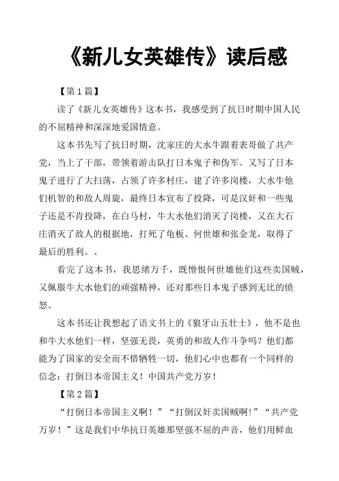 《新儿女英雄传》读后感