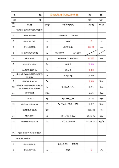 安全阀计算