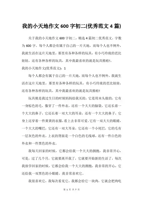 我的小天地作文600字初二(优秀范文4篇)