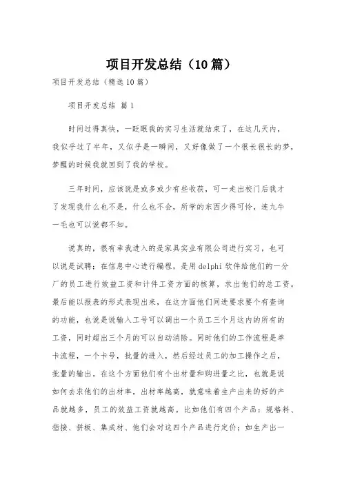项目开发总结(10篇)