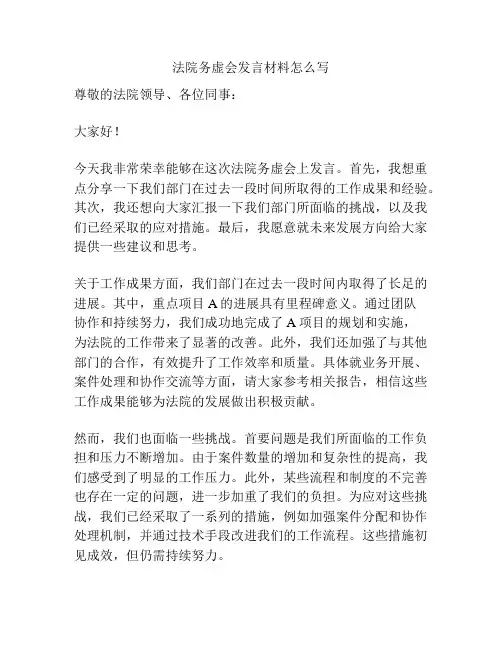 法院务虚会发言材料怎么写