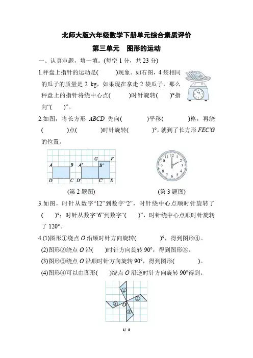 北师大版六年级数学下册第三单元图形的运动专项试卷附答案 (2)