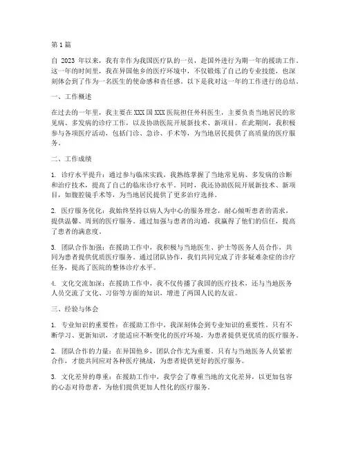 医生出境工作总结范文(3篇)
