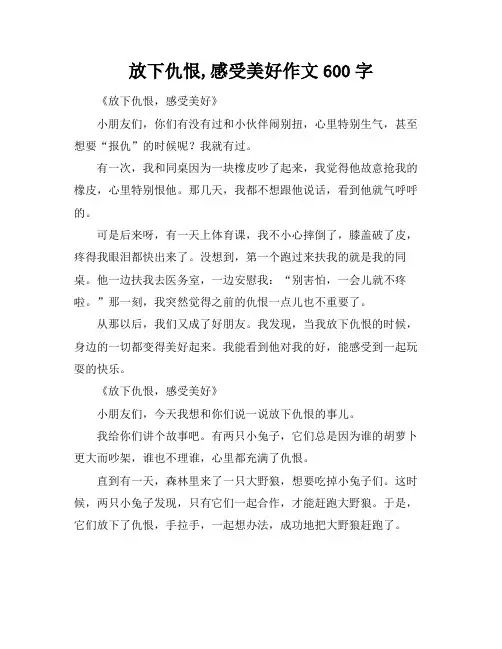 放下仇恨,感受美好作文600字