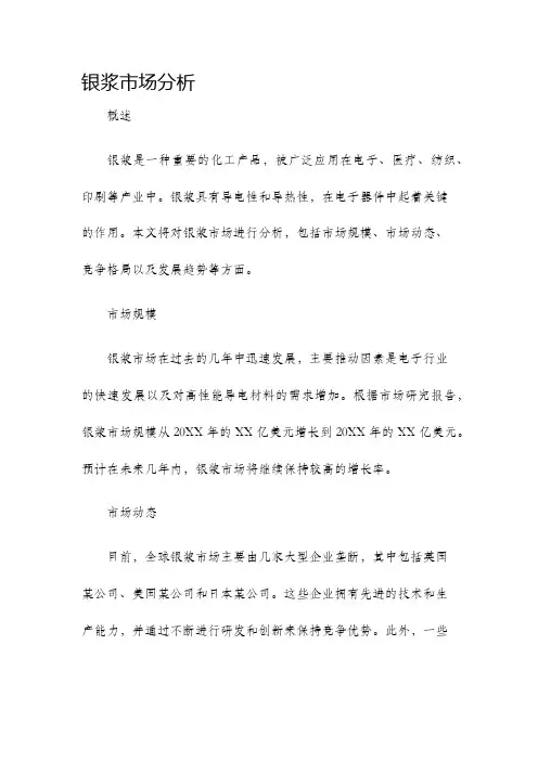 银浆市场分析