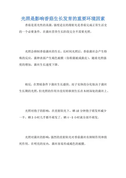 光照是影响香菇生长发育的重要环境因素