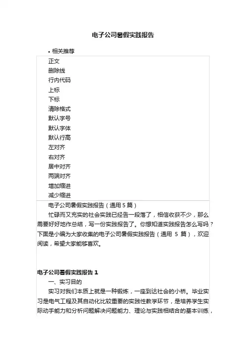 电子公司暑假实践报告