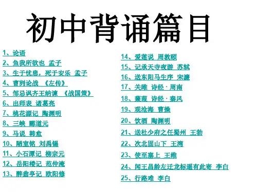 初中高中语文高考必背篇目精品PPT课件