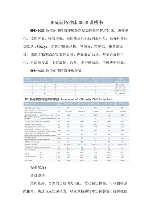 亚威转塔冲床3058说明书