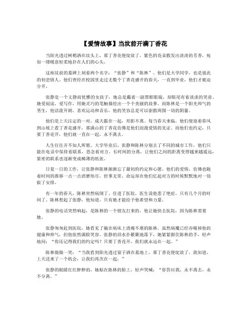 【爱情故事】当坟前开满丁香花