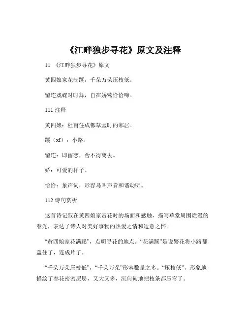 《江畔独步寻花》原文及注释