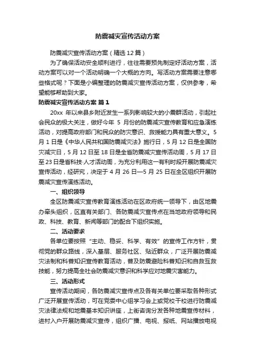 防震减灾宣传活动方案