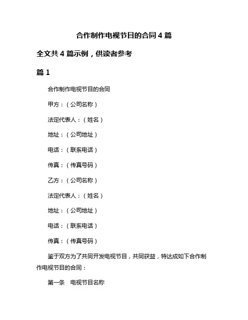 合作制作电视节目的合同4篇