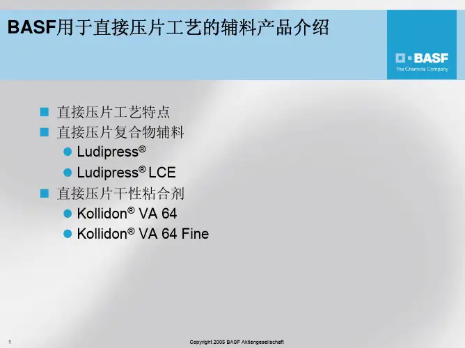 BASF用于直接压片工艺的辅料产品介绍