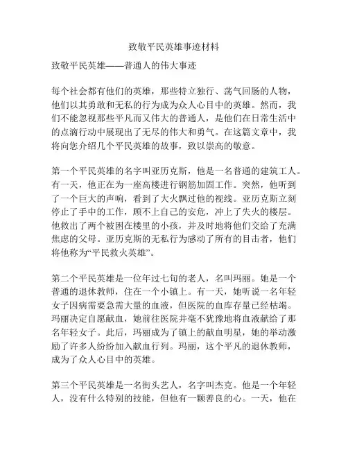 致敬平民英雄事迹材料