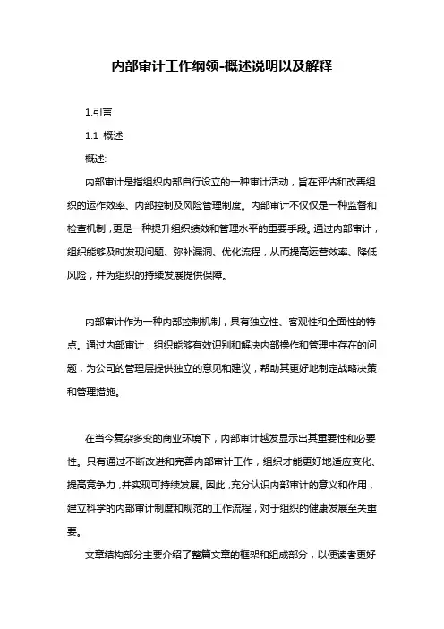内部审计工作纲领-概述说明以及解释