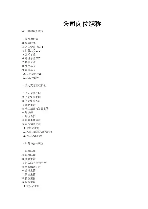 公司岗位职称