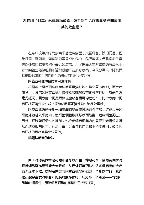 怎样用“阿莫西林硫酸粘菌素可溶性粉”治疗家禽多种细菌造成的败血症？