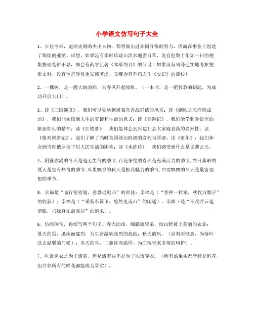 小学语文仿写句练习小升初必练