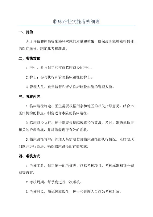 临床路径实施考核细则