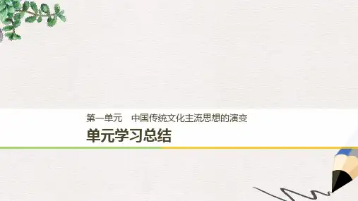 高中历史 第一单元 中国传统文化主流思想的演变学习总结课件 新人教版必修3
