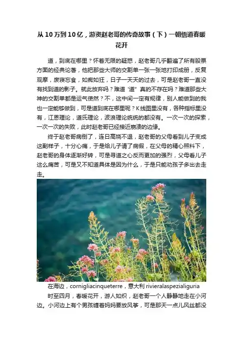 从10万到10亿，游资赵老哥的传奇故事（下）一朝悟道春暖花开