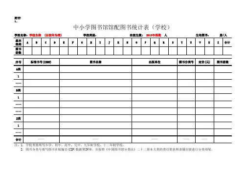 中小学图书馆馆配图书统计表及汇总表