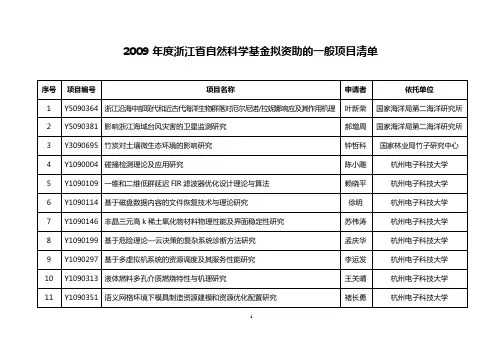 年度浙江省自然科学基金拟资助的一般项目清单