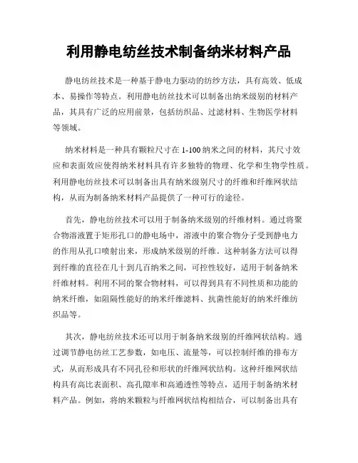 利用静电纺丝技术制备纳米材料产品