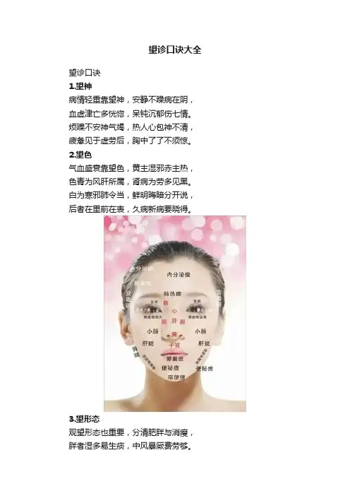 望诊口诀大全