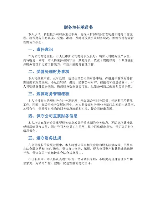 财务主任 承诺书