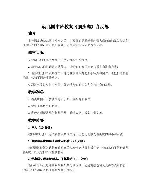 幼儿园中班教案《猫头鹰》含反思