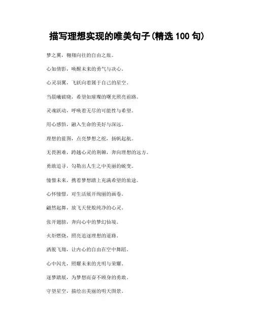 描写理想实现的唯美句子(精选100句)