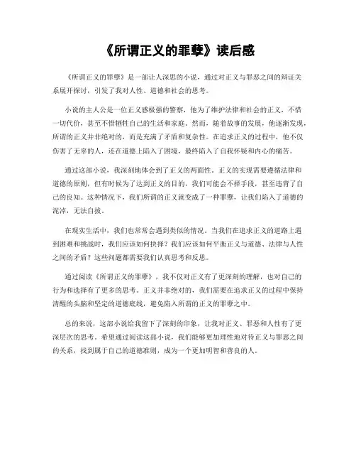 《所谓正义的罪孽》读后感