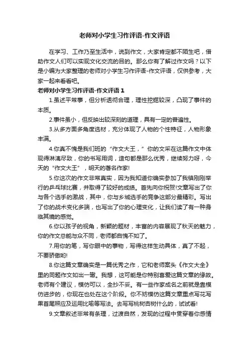 老师对小学生习作评语-作文评语